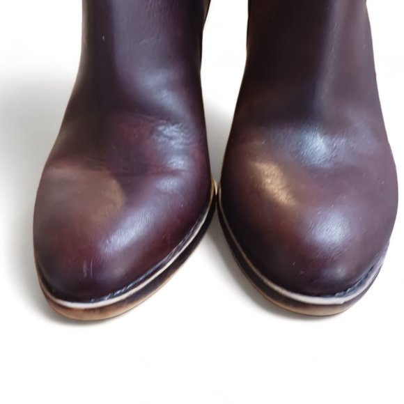 Lucky Brand Brown Leather  Western Style Stacked Heel Ankle Booties Size 8.5 - Picture 7 of 15